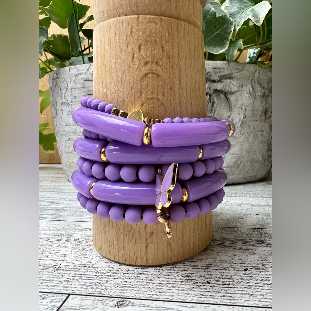 Cute Girly Punk Butterfly & Hearts Bracelet Set - Trendy Bangles With Bracelets